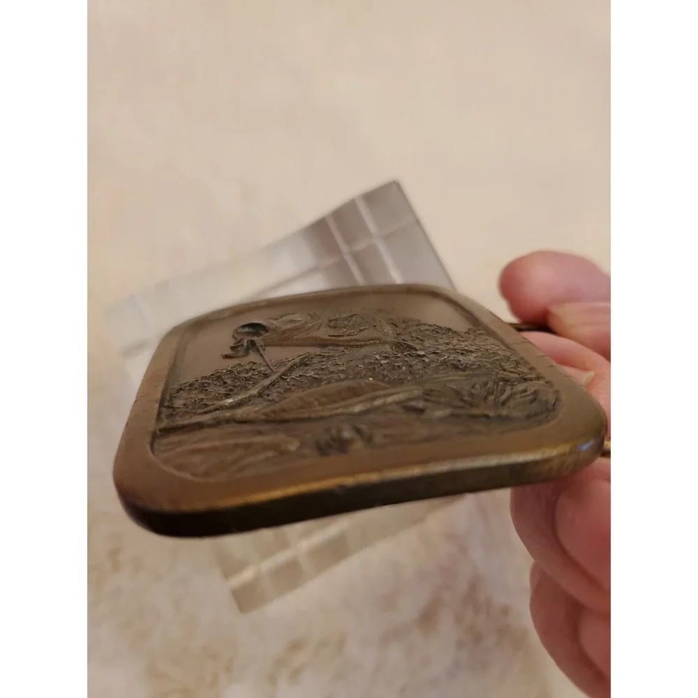 Vintage Brass Indiana Metal Craft Bass Fish Belt Buckle 2 1/4